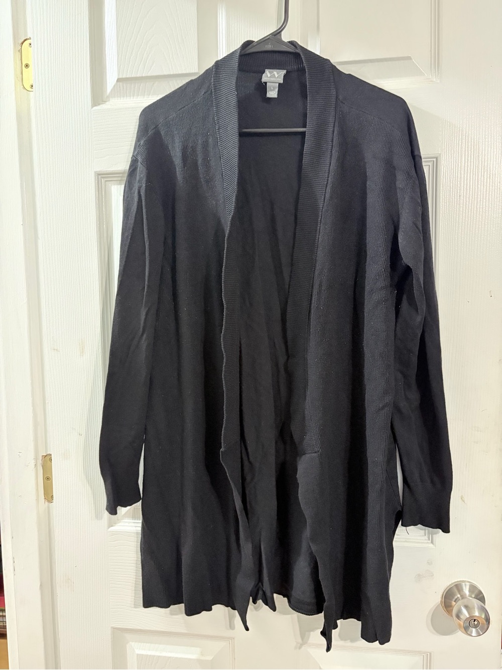 Worthington Black Longline Open Front Cardigan Sweater Women’s Size L